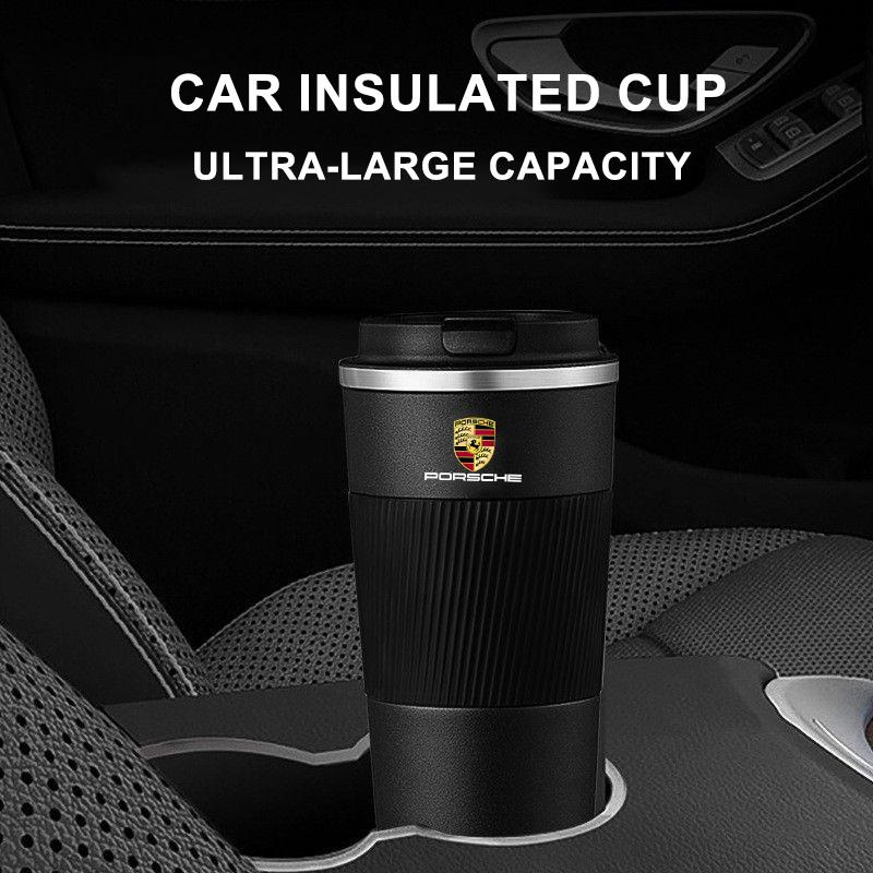 500ml Stainless Steel Coffee Tumbler Thermos Cup Portable Travel Thermal Mug for Porsche Panamera Cayenne Taycan 911 718 Macan