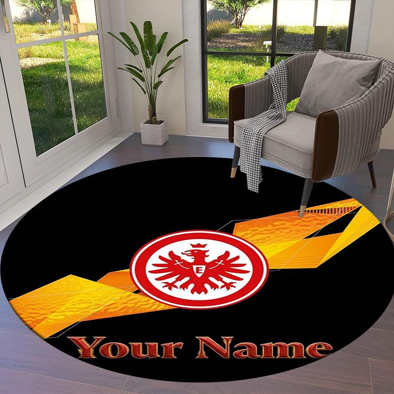 Eintracht Frankfurt Custom Name Round Area Rug,Carpet Rug for Living Room Bedroom Sofa Playroom Decor,Non-slip Floor Mat