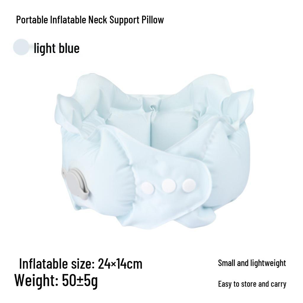 Inflatable U-shaped Travel Neck Pillow - Portable, Ergonomic, Height-Adjustable, Storable Milk Silk Design