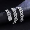 European & American Hip Hop Infinity Cuban Chain Necklace & Bracelet: Trendy Unisex Design with Full Diamond Accents.