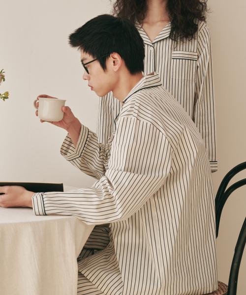 [OGGITT] Standard Bean Stripe Long Sleeve Pajama Set [Shipped from Korea] 100% Authentic