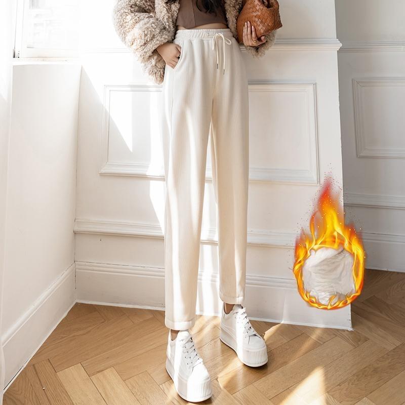 

Модные женские повседневные утепленные брюки гаремы Осень Зима Плюшевые вельветовые капри Однотонные флисовые шениловые брюки Женские с высокой талией Прямые женские брюки 2356 2XL абрикосовый
