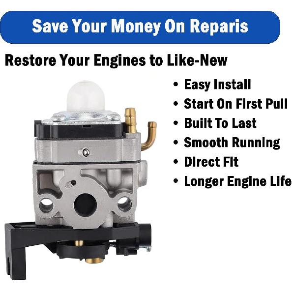 Carburetor Tune Up Kit Compatible with Mantis 7940 7268 7264 Mini Tiller, Fits 25cc Engine with Gasket Fuel Line Filter Kit