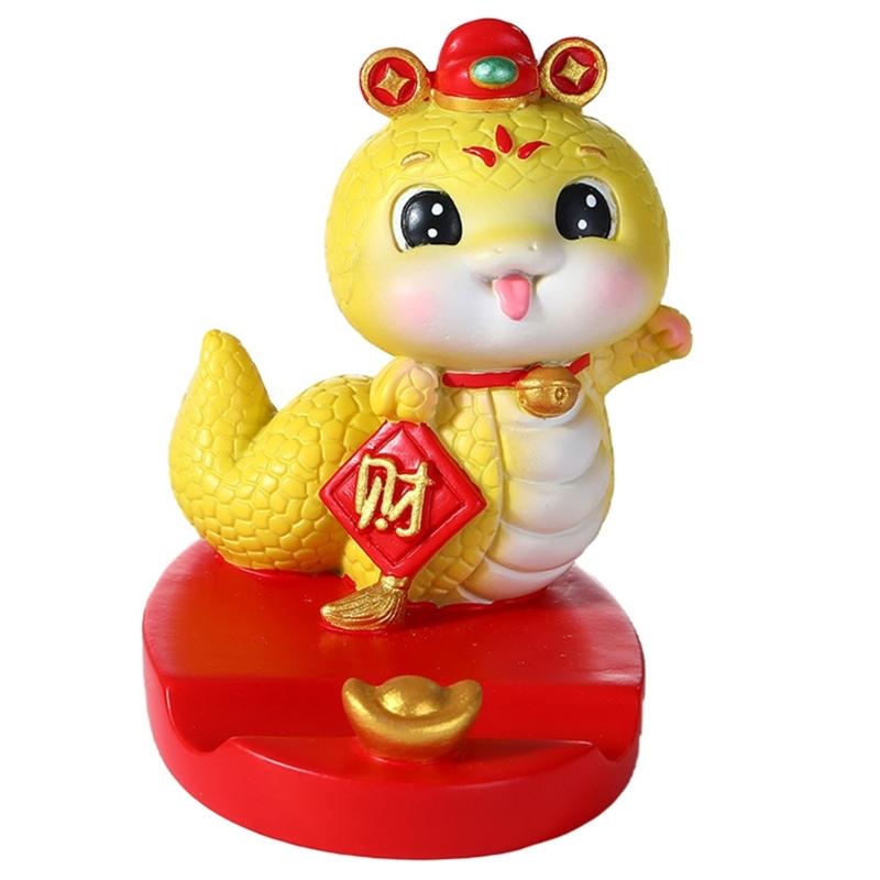 2025 Year Of Snake Theme Phone Stand Phone Holder Resin Craft Cartoon Animal New Year Desk Decoration