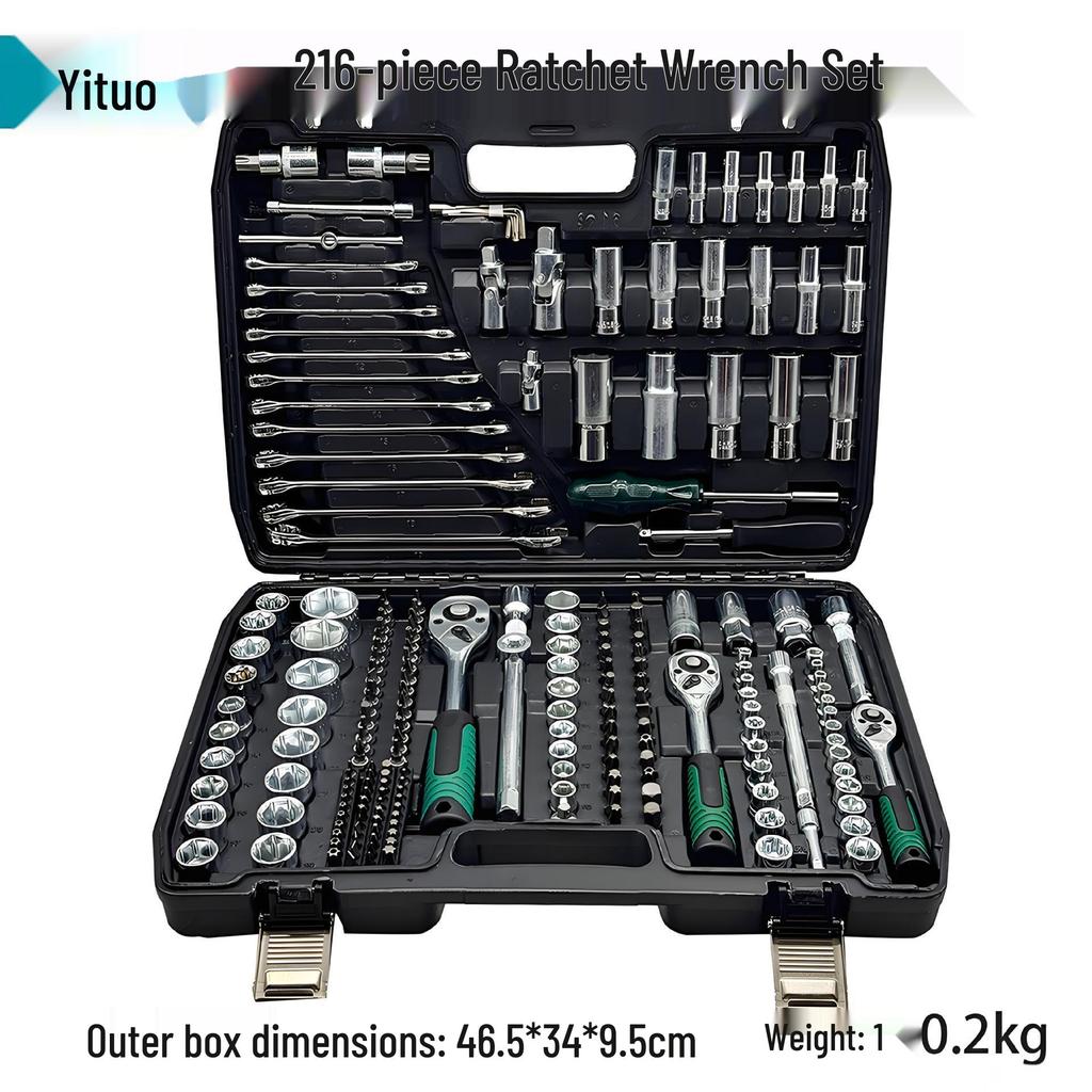 151-Piece Black Chrome Vanadium Steel Socket and Auto Repair Tool Set