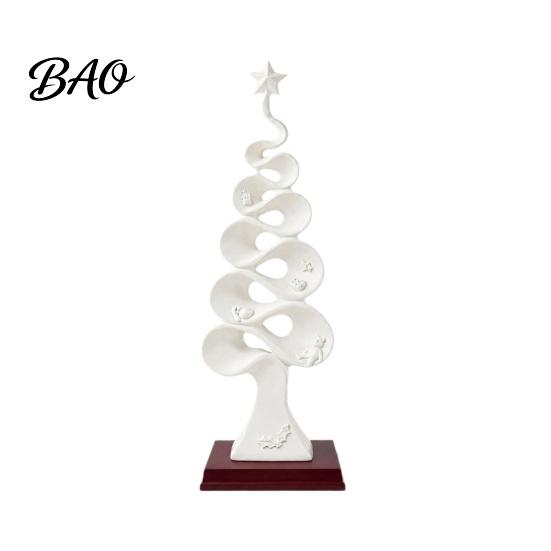 Durable Resin Tabletop Statues Abstract Christmas Tree Figurine, Artistic Spiral Sculpture, Modern Xmas Contemporary Interior Design Accents