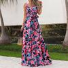 Summer Print Casual Long Dress with Belt, European & American Style