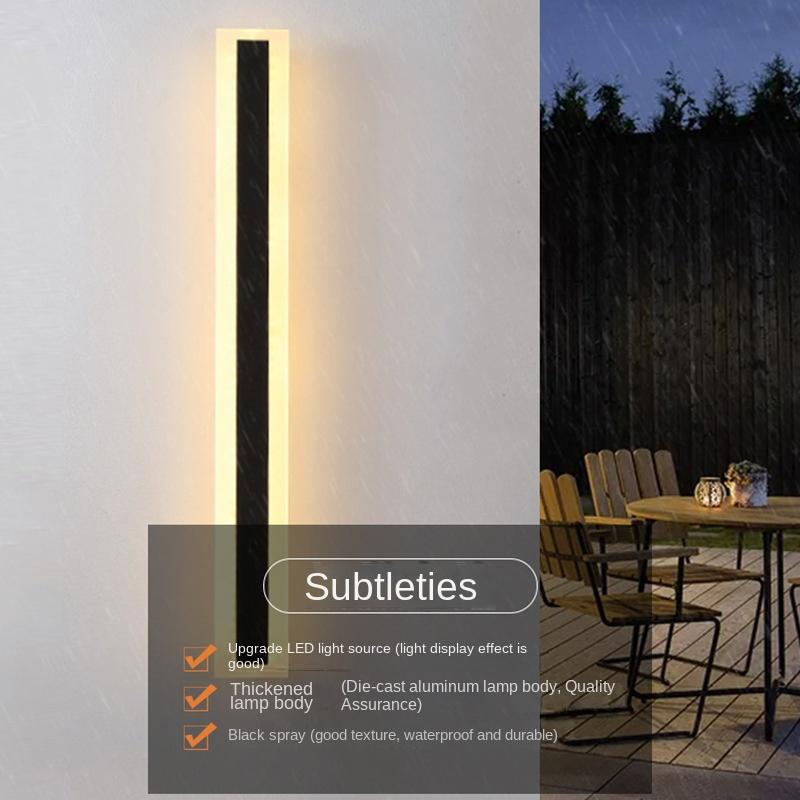 AB Factory IP65 Modern Outdoor Wall Lamp Exterior Linear Strip Wall Lamp Warm White Garden Sconce Long LED Wall Light