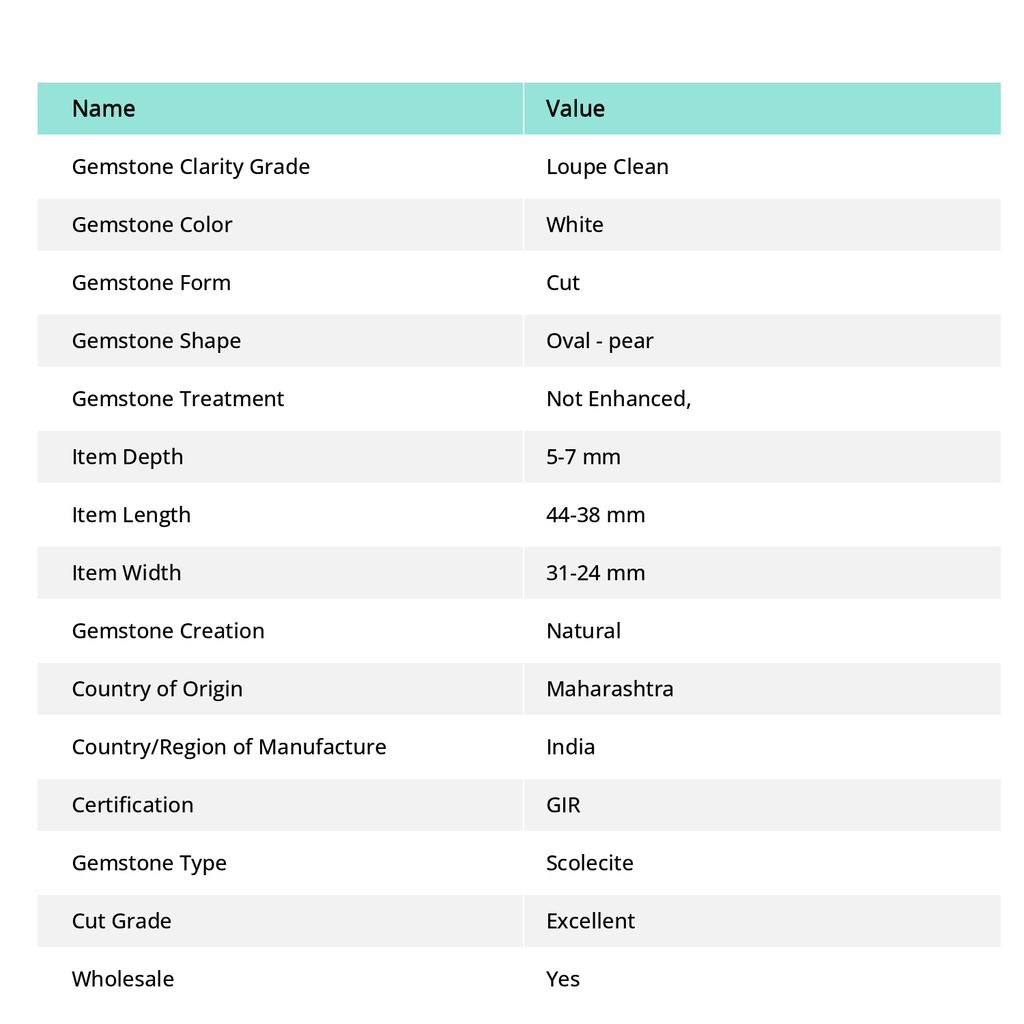 Oval-Pear Cut 100 Ct Scolecite Pendant Healing Stone 925 Silver Gemstone Pair AR-1767-S