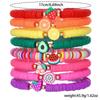 Bunte Sommerfrucht-Polymer Clay Armbänder - Niedliches elastisches Schmuckset im koreanischen Stil