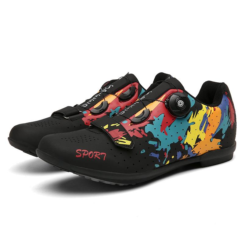 Foreign Trade Mountain Men's and Women's New Leisure Breathable Road Bicycle Lock Shoes Rubber Hard Sole Spinning Cycling Shoes