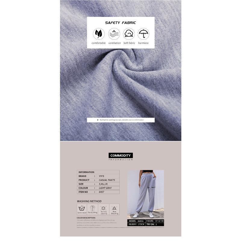 Damen Grau Kordelzug Taille Jogginghose Locker Lässig Trainingshose mit Seitentasche