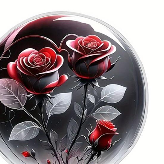 Квіткова акрилова табличка 2D Пласка троянда Настільний знак для офісу Спальні Робочого столу Кристалічний ефект Квіткова табличка-троянда для мами Дружини Бабусі