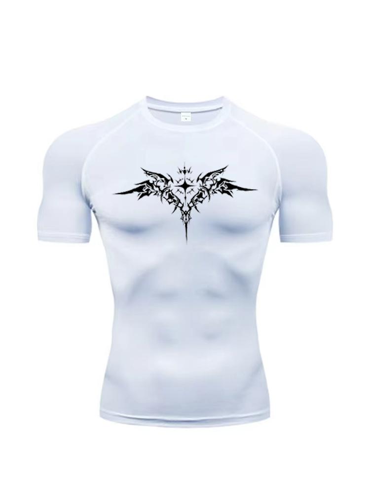 Men Tight Fitting T-shirt for Fitness Running Sportser Fitness Stretch Sweat Absorbing Fast Drying Summer Jogging Sweat Absorbing Tight Fit Top S