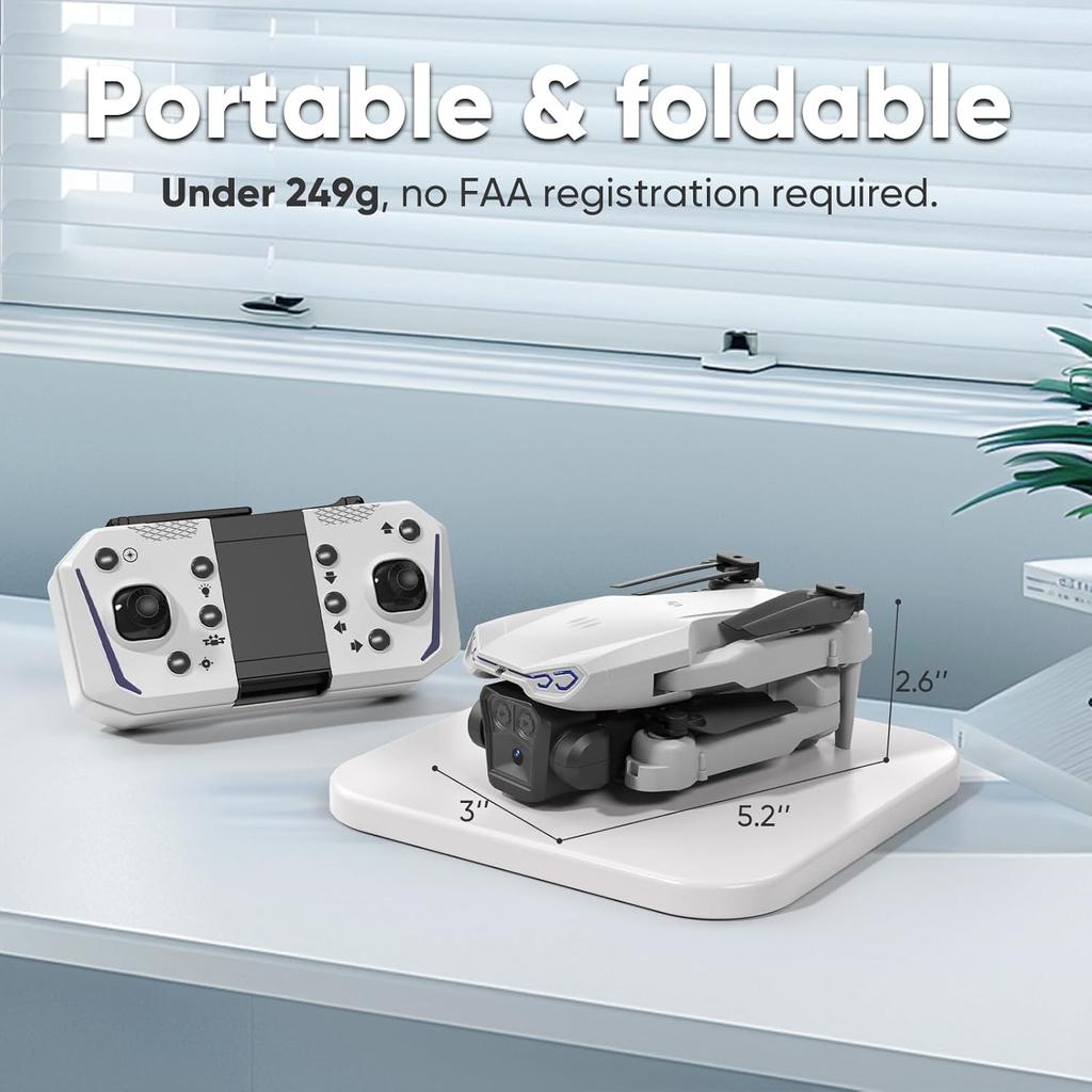 1080P HD Foldable Drone with Camera for Adults & Kids, RC Quadcopter with One-Key Takeoff/Landing, Altitude Hold, Waypoint Flight, 360° Flip, 2