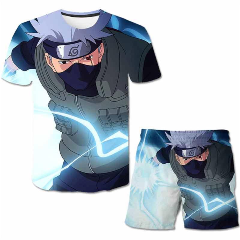 Mode 3D Vêtements Enfants 2 Pièces Ensemble Naruto Imprimer + Short Pantalon Vêtements 4-14 Ans Enfants Garçon Costume À Manches Courtes Tenue