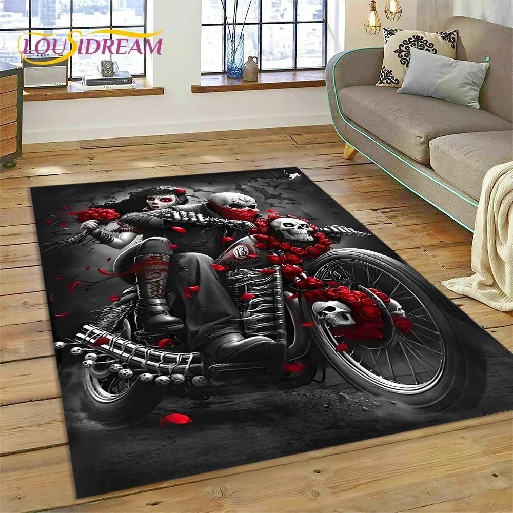 Skull Dead Girl Gothic Horror Female Rose Carpet Rug for Bedroom Living Room Home Sofa Decoration,Kid Game Large Decor Floor Mat