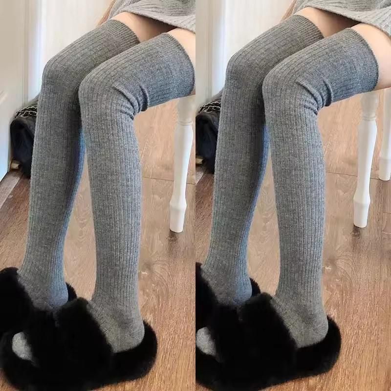 Spring Fall Knee High Stockings for Women White Vertical Stripe Long Socks Fashion Girls JK Skinny Boots Sock Japanese Style