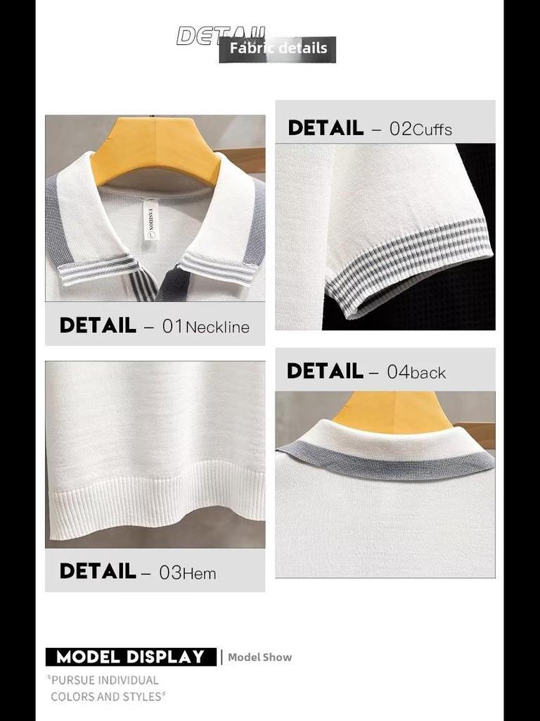 Men's Retro Style Light Knit Polo Shirt - Summer Lapel, Short Sleeves