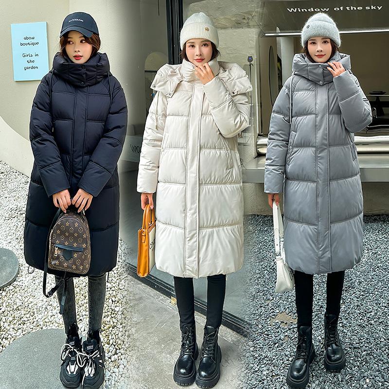 Padded Clothes Women 2024 Winter New Hooded Medium and Long Student Bf Loose Thickened Padded Jacket Padded Clothes Women