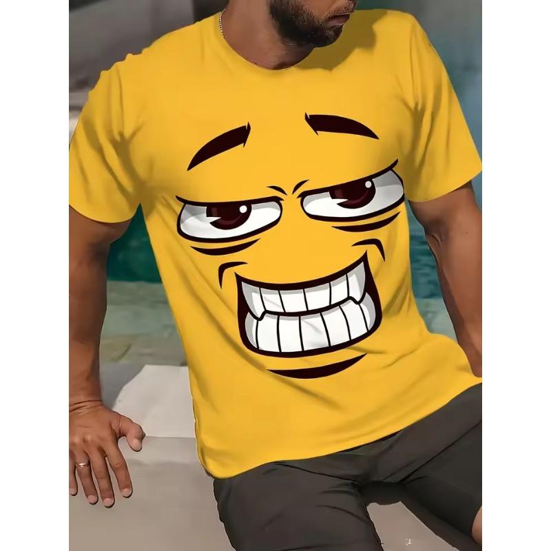 Funny Smiling Face Graphic T Shirts Harajuku Fashion Men's Clothing  Streetwear Smile Man T-Shirt Y2k Unisex Tee Tops