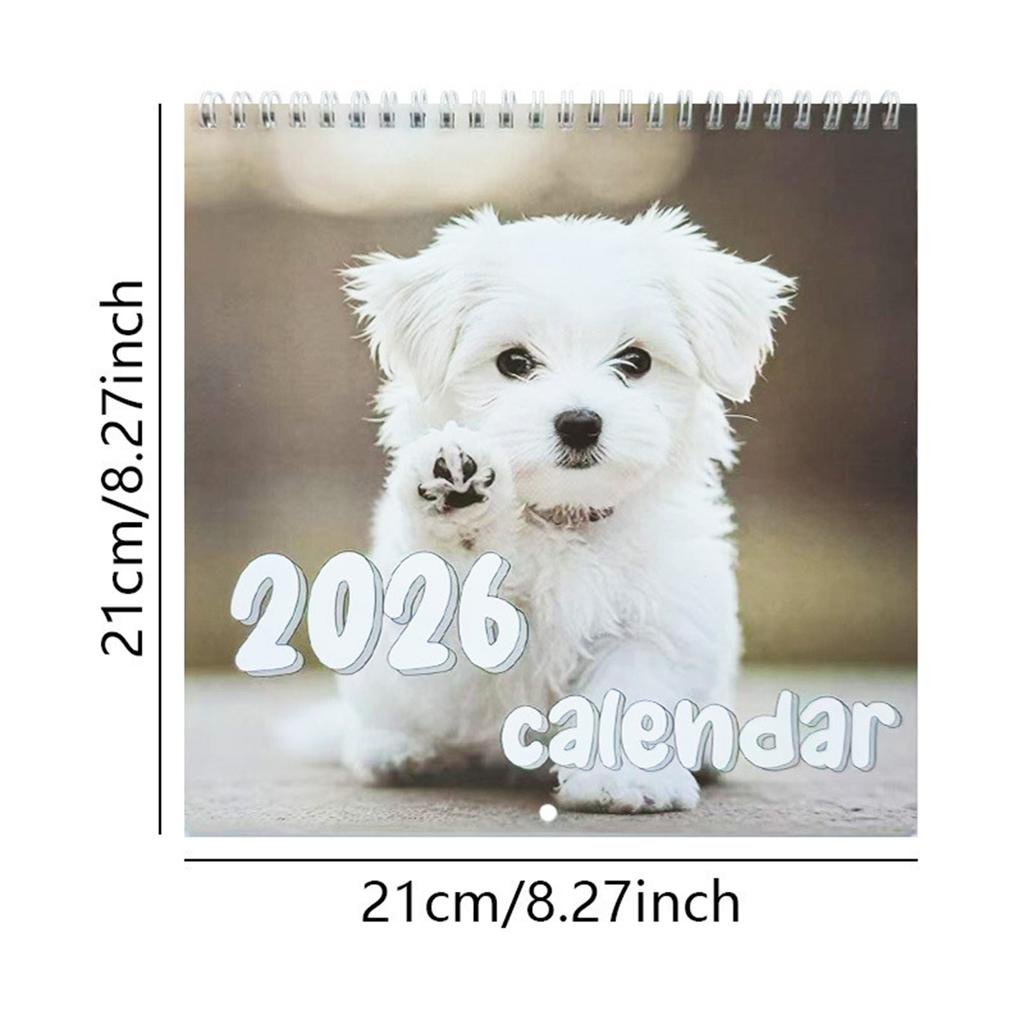 Niedlicher Hunde-Wandkalender 2026 mit Spiralbindung, 12 Monate zum Abreißen, Haustierkalender mit Feiertagsmarkierungen zur Heimdekoration