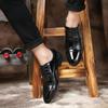 Black Glossy Leather Shoes For Men Business Formal Shoes Soft Sole Breathable Shoes JZ-602