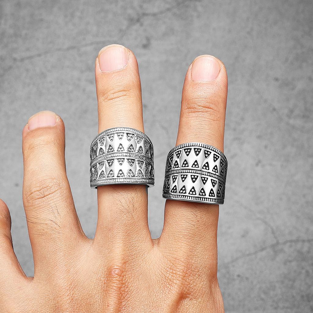 Aesthetic Geometry Triangle Men Rings Stainless Steel Punk Vintage Unique Fashion Jewelry Accessories For Women Gift