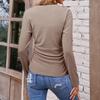 Women's Fashionable Casual Solid-color Long-sleeved Pullover Round-neck T-shirt Top