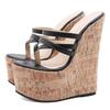 Eilyken Shoes New Super High Heels Platform Wedges Narrow Band Pinch Slippers Women Sandals Mules Slippers 18CM Wedges Shoes
