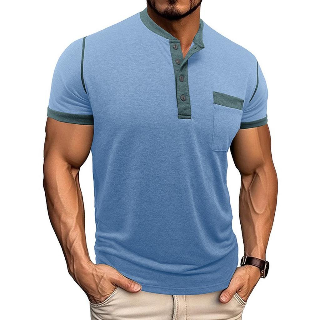 Herre Kortarmet Skjorte Herre 4-knapps T-skjorte Casual Topp