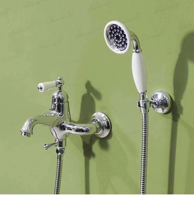 Bathroom Bathtub Faucet Set Brass Wall Mounted European Style Classical Single Handle Gold Chrome Finished Shower Faucet Set