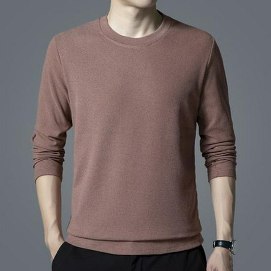 Woodpecker Men's Double-Brushed Long Sleeve Semi-High Collar Top for Autumn/Spring