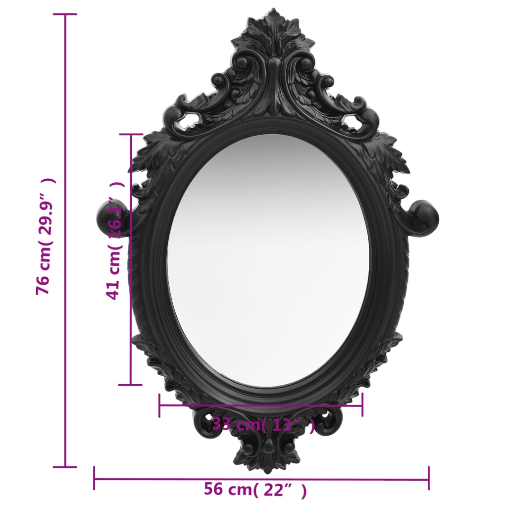 Castle Style Wall Mirror 56 x 76 cm Black