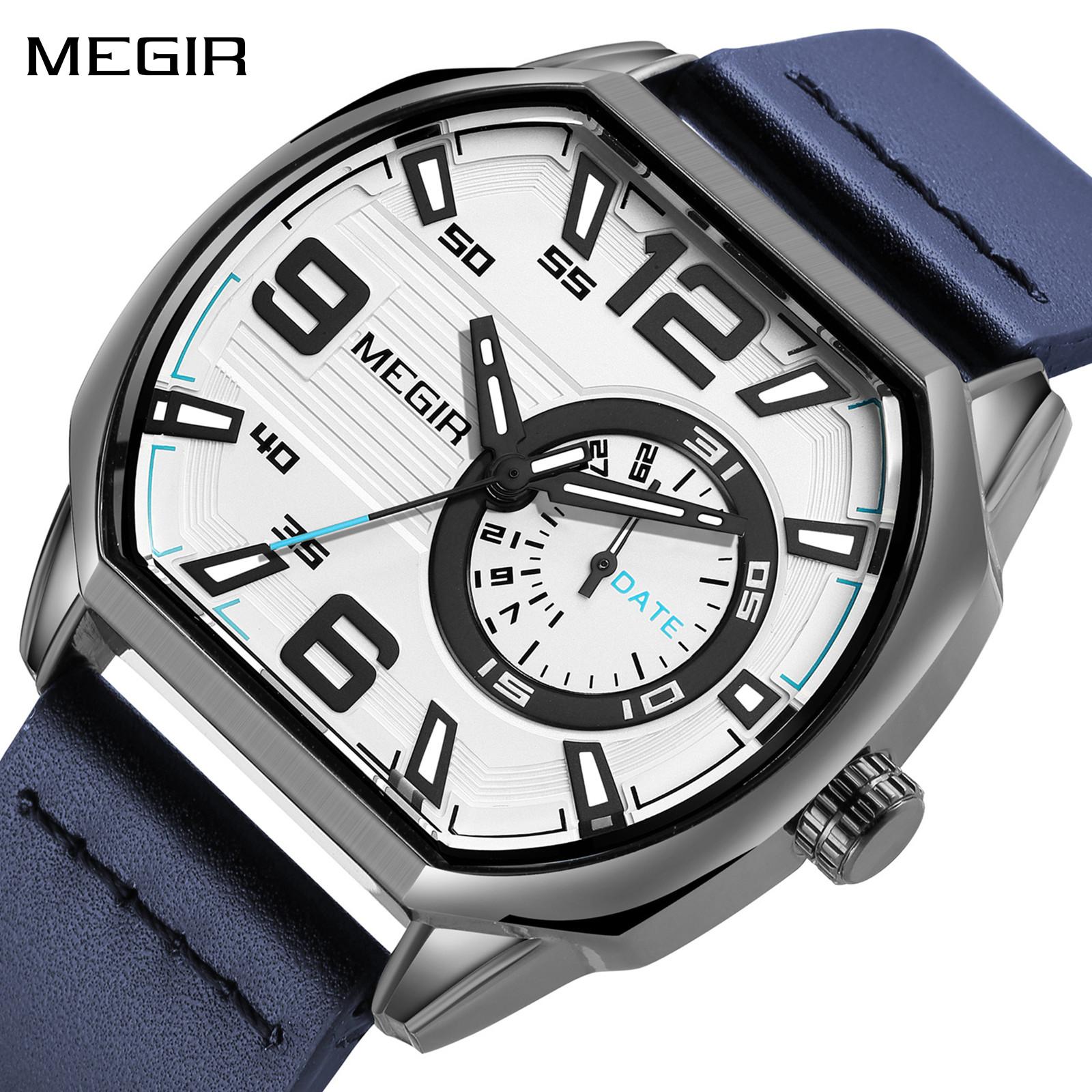 Megir Men's White 2022 Business Watches For Top Brand Luxury Stylish Man Watch Military Quartz Clocks Luminous