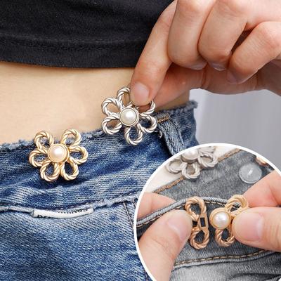 Flower Pants Button Tightener Korean Style Brooch Jean Fit Tighten Buckles  Clothing Accessories