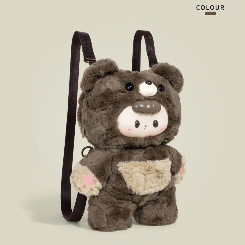 JIAERDI Korean Cute Bear Doll Backpack Women Cartoon Plush Large Capacity Daypack Ladies Student Lolita Chic Mochilas Mujer