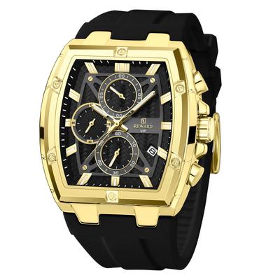 Sports Mens Watches Luxury Chronograph Calendar Waterproof Quartz Watch Silicone Strap Wristwatches