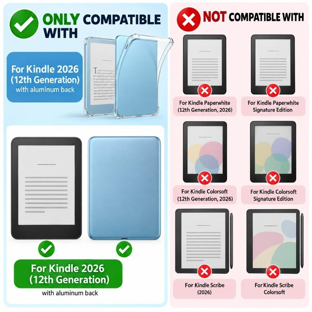 Reinforced Corner Clear Protective Case Drop Resistance Protective Shell for Kindle 2026/12th Gen