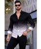 Men's Slim Fit Color Block Spread Collar Casual Shirt