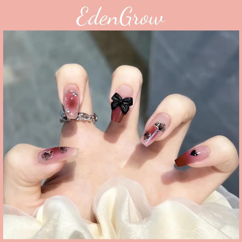 Butterfly Bow Nail Sticker Wearable Nail Blush Fake Nail Finished Nail Sticker A21 Gel Jelly Double-sided Style