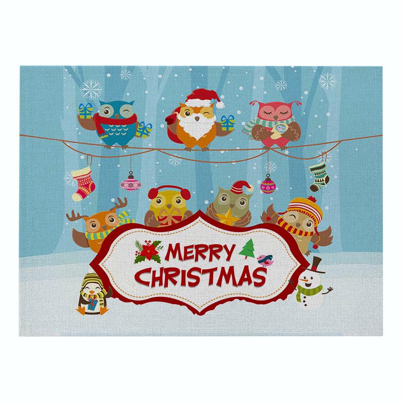 

Christmas Animal Placemat Cartoon Elk Penguin Elephant Bird Cat Coaster Pads For Childern Girl Winter Snowman Bowl Cup Mats 2pcs 30x45cm