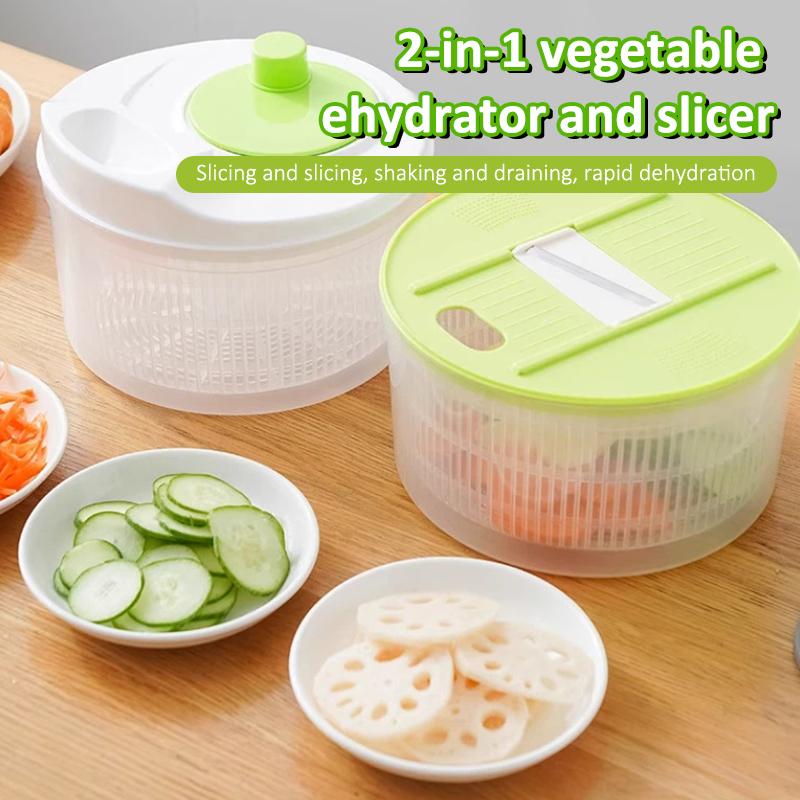 Household Salad Dryer Salad Spinner Vegetable Dehydrator Multi-Function Absorbent Basket Manual Vegetable Dryer Kitchen