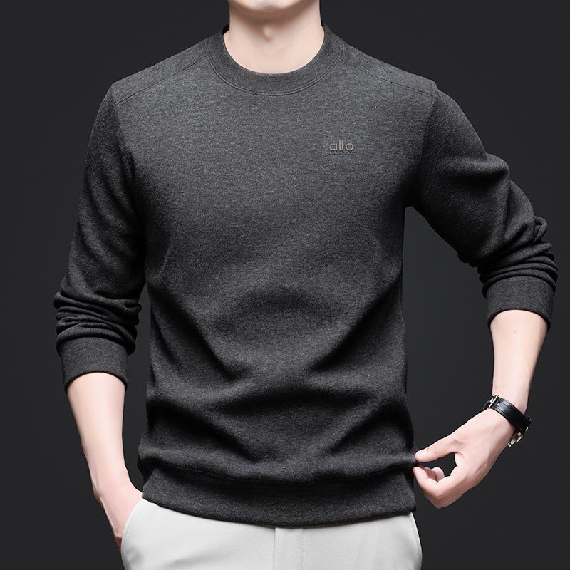 Men's 2025 Winter Fashionable Round Neck Long Sleeve Hoodie - Trendy, Versatile Solid Color Casual Wear
