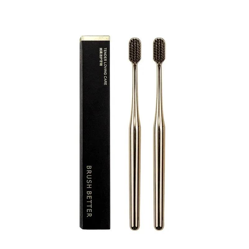 1-4pcs Luxury Soft Toothbrush Men Women Adult Tooth Brush Gold Silver Dental Brushes Elegance Gentle Toothbrushes Drop Shipping