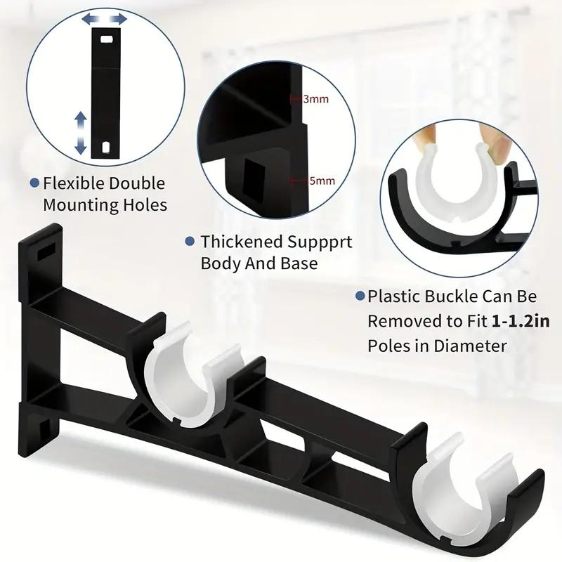 Gardinenhaken Hochleistungs-Gardinenstangenhalterungen Doppelte Gardinenstangenhaken-Basishalterung Zubehör Metall-Gardinenstangenhalterungshaken
