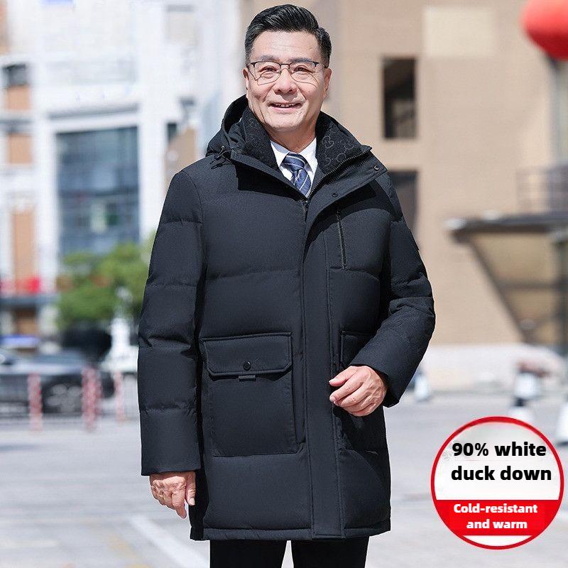 Winter Thick Down Jacket for Middle-aged and Elderly Men White Duck Down Jacket