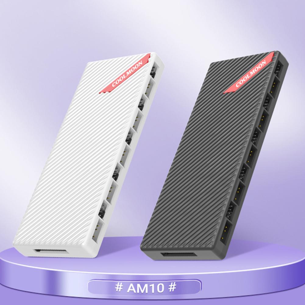 1 To 10 PWM & ARGB Hub Splitter SATA Powered 4 Pin PWM 3 Pin Addressable ARGB Adapter ARGB Controller Splitter for PC Case Fan