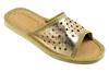 Women's openwork slippers, gold, veneer upper, size 38