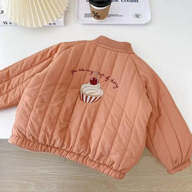 Spring Autumn Kids Coats Fashion Embroidery Fleece Lined Jacket Children Outerwear Clothing
